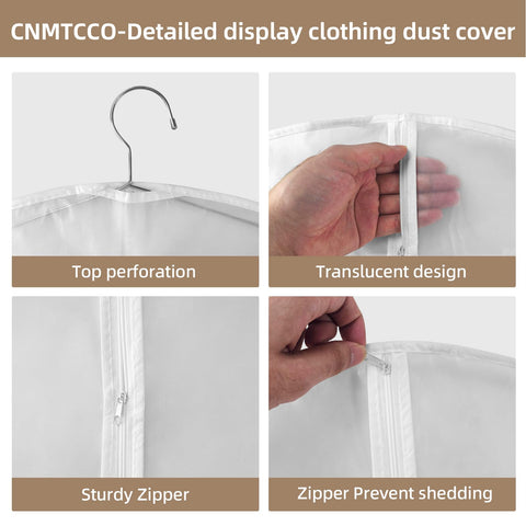 CNMTCCO Clothes Covers Protector Bags 6Pcs With Zip PEVA Translucent Garment Covers Set (60 X 100 Cm) For Suits, Dresses, Jackets, Shirts