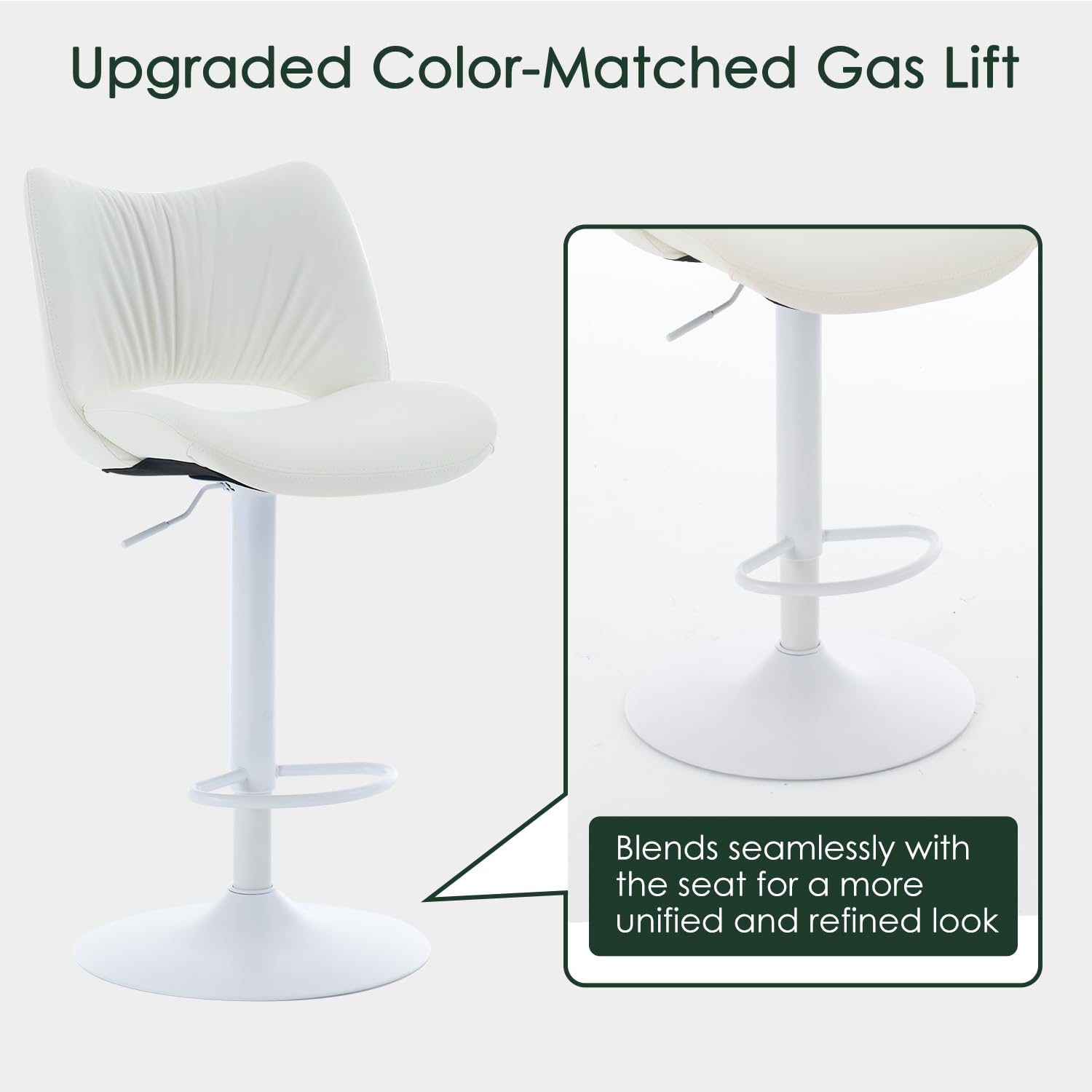 YOUNUOKE Single Bar Stool, Swivel Counter Height Barstool, White