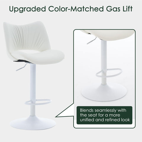 YOUNUOKE Single Bar Stool, Swivel Counter Height Barstool, White