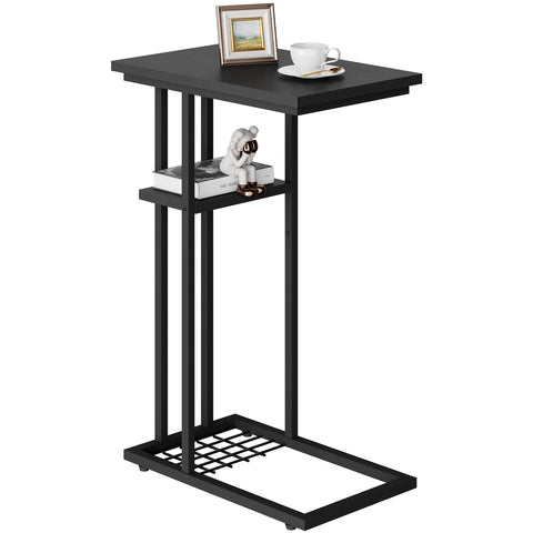 YMYNY C Shaped Side Table, 40 × 26 × 61.5CM,Black HST004B
