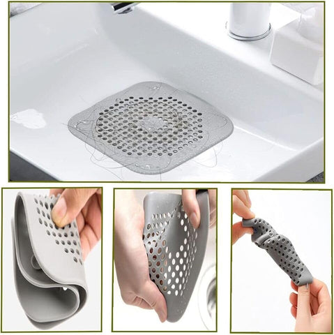 2-Pack Silicone Drain Hair Catcher with Suction Cup - Sink & Shower Strainer Plug Trap for Bathroom, Bathtub, Kitchen