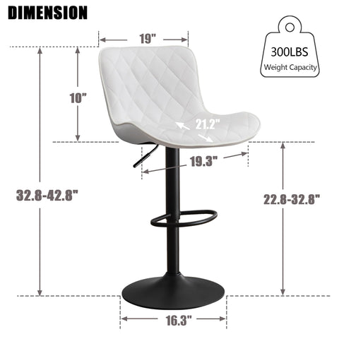 Kidol&Shellder Bar Stools Set of 2 Modern Kitchen Stools, White