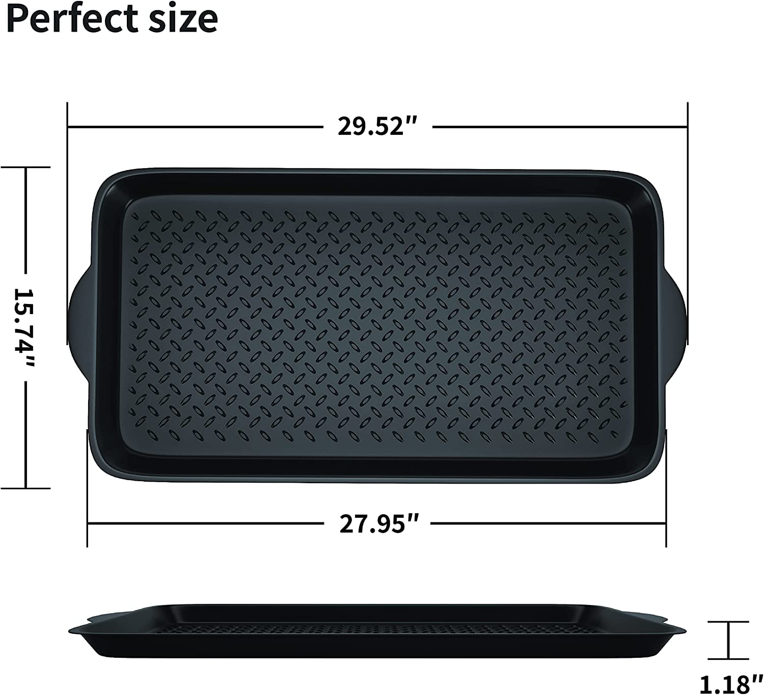 Nicoman Boot Tray Shoe Organiser Soft Rubber Non Slip Washable Multipurpose Plant Rack Mat Plain Black Drip Container Floor Carpet Protection for