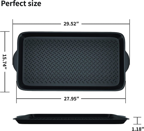 Nicoman Boot Tray Shoe Organiser Soft Rubber Non Slip Washable Multipurpose Plant Rack Mat Plain Black Drip Container Floor Carpet Protection for