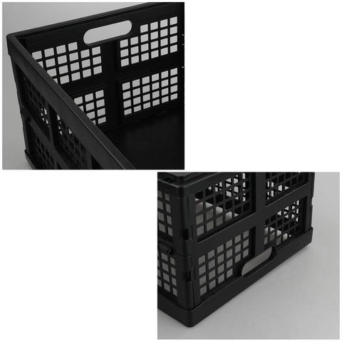 Yarebest Foldable Plastic Crates, Set of 3 Foldable Crate for Storage, Black