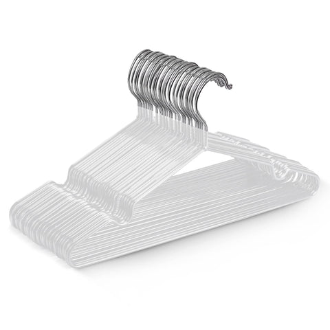 KEPLIN 20x Premium Rubber Coated Metal Hangers - Heavy Duty - Space Saving Organiser Clothes Hangers For Wardrobes Coat Rack Rails (White)