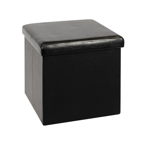 Bonlife Small Ottoman Storage Box with Lid, Foldable Cube Footstool