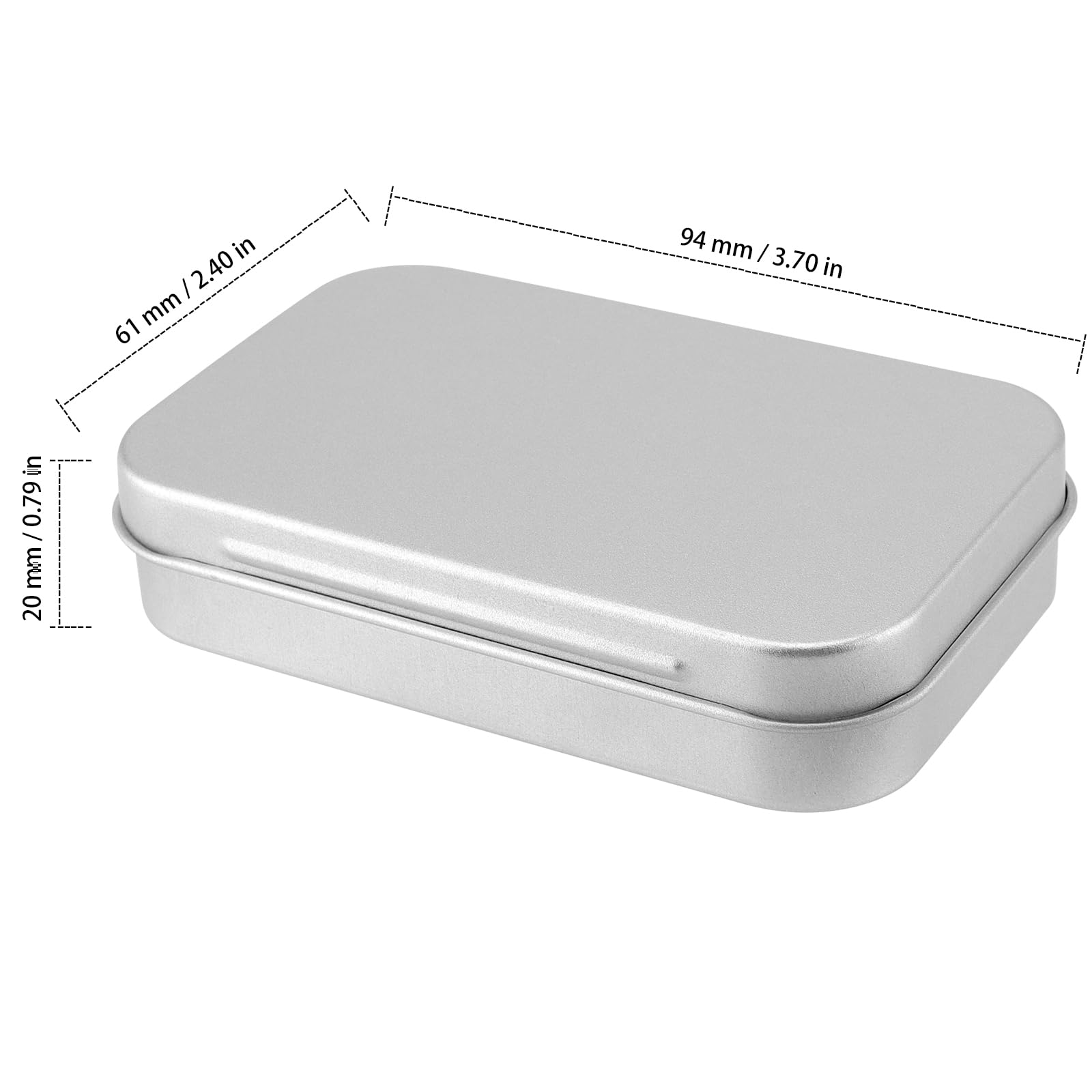 ZEONHAK 30pcs Silver Rectangular Metal Hinged Tin Box with Lid, 94 x 61 x 20mm, Storage Box for Candies & Small Items