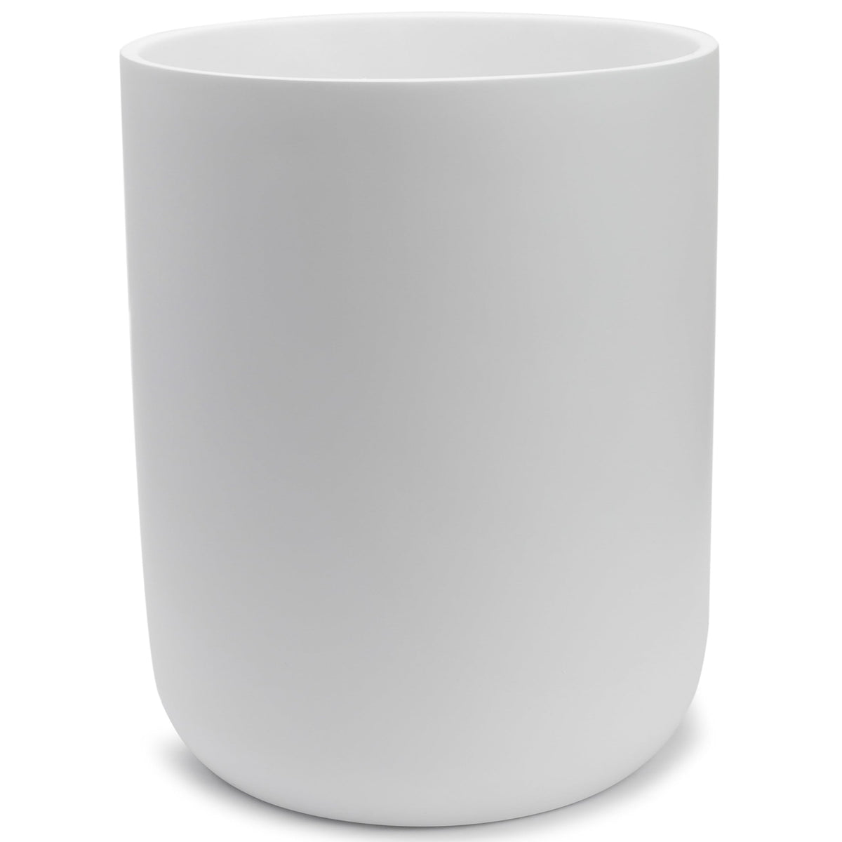 YEW DESIGN Matte White Round Compact Trash Can Mini, 2 Gallons / 7.5L Garbage Bin, Tiny Wastebasket for Bathrooms, Office, Under Desk, Bedroom