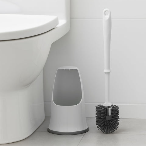 The Home Valet Company Silicone Under-Rim Toilet Brush Set with Holder, Grey