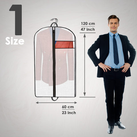Clothes Bags 6 Pack | Suit Covers for Hanging Storage, Polypropylene Garment Dress Bags with Full Zip, Reusable Translucent Clothes Covers