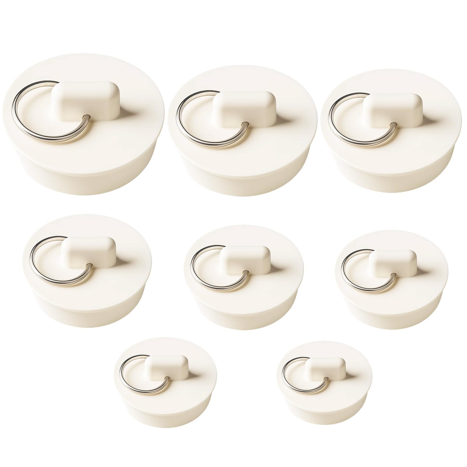 Sink Plugs, Bath Plug Replacement, Universal Bath Plug, Set of 8, Durable Rubber Design, Fits Most Sink and Bathtub Drains, Easy to Install and Remove