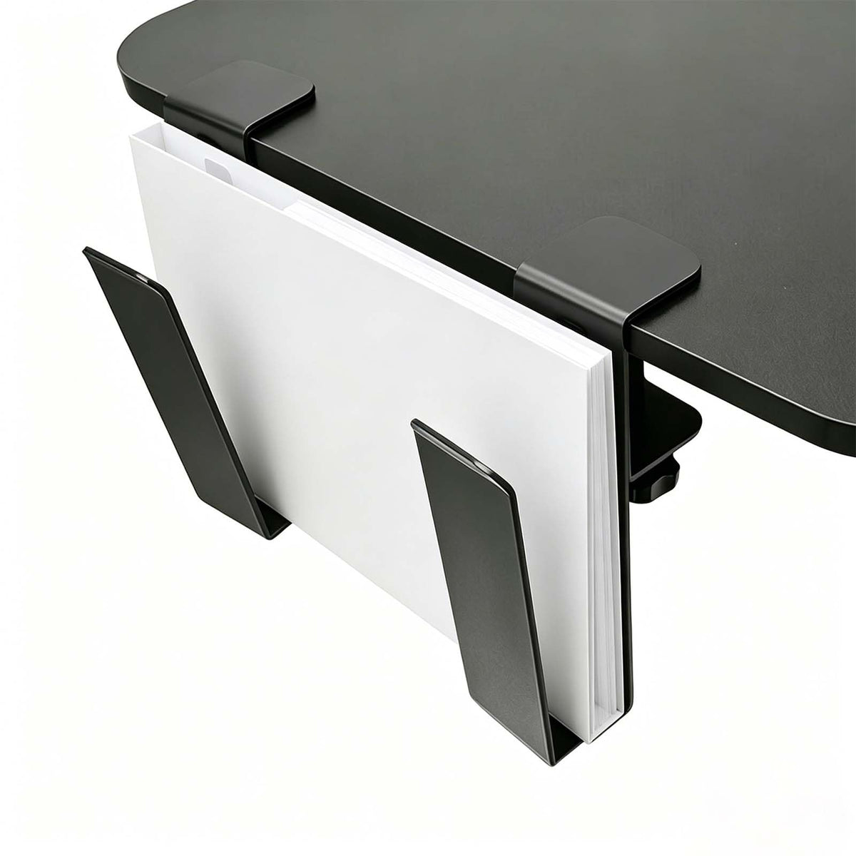 Wovella Adjustable Under Desk Laptop Stand, Metal Hanging Undershelf Clamp, No Drilling Laptop Organizer for Office and Home