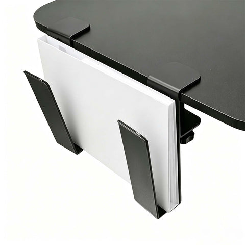 Wovella Adjustable Under Desk Laptop Stand, Metal Hanging Undershelf Clamp, No Drilling Laptop Organizer for Office and Home
