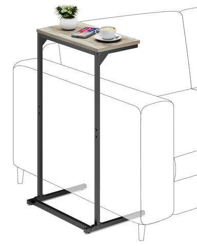 TUTOTAK C Shaped Side Table, Set of 2, Small End Table, 28.7 inch Tall Couch Sofa Table, Living Room, Bed Room, Greige V1TB01BG0712EU