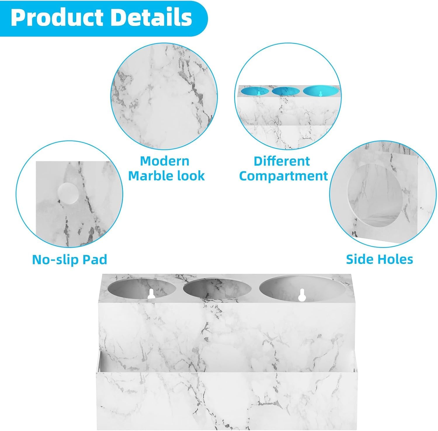 VITVITI Organizer Stand - Hair Dryer & Straightener Holder with 4 Slots, Makeup Storage Tray for Bathroom Vanity, Dressing Table, Kitchen Counter