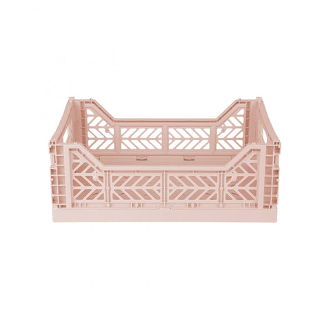 Ay-Kasa Folding Crate, Sturdy Folding Box, Plastic, Stackable, Milk Tea, Midi (40 x 30 x 14 cm)