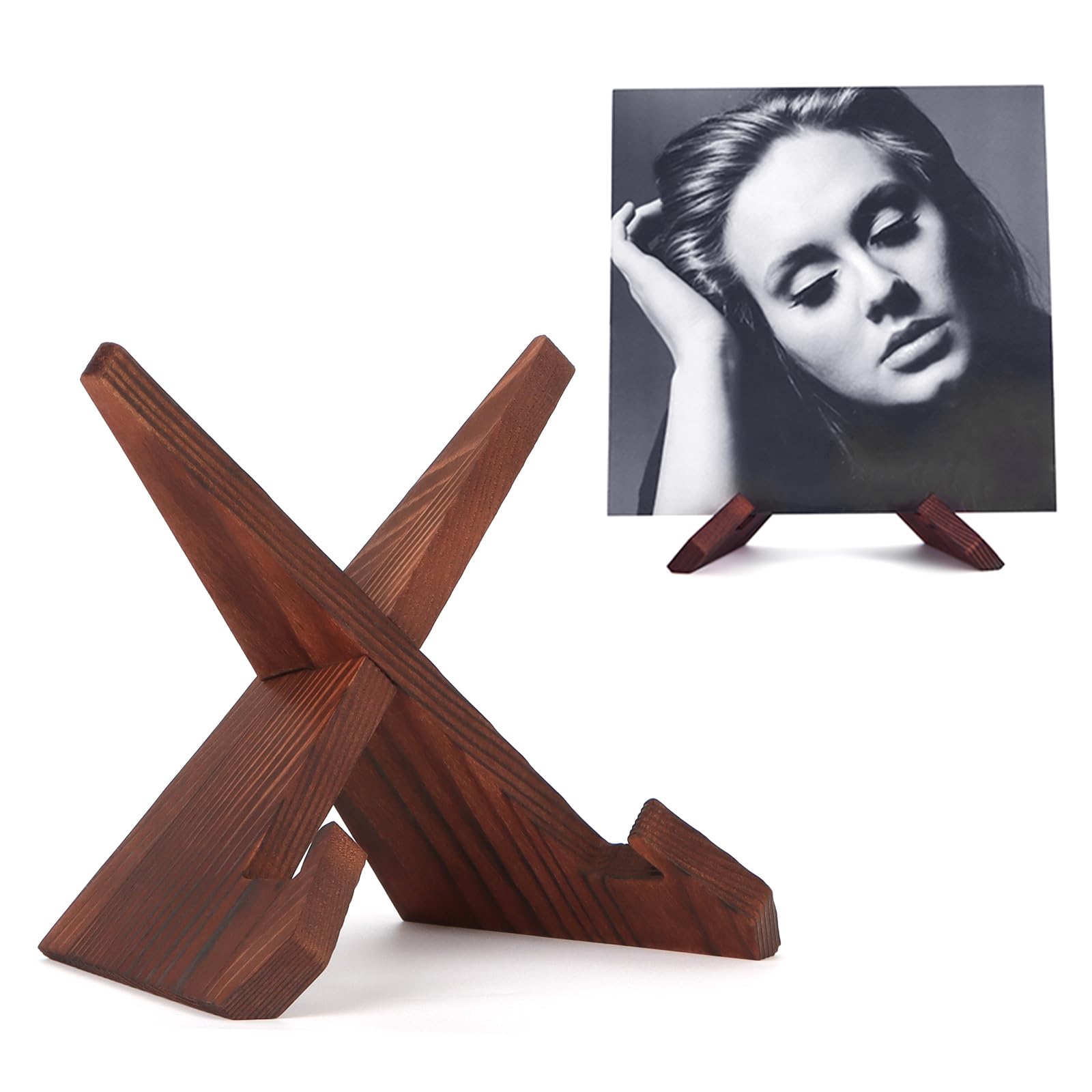 PUERSI Now Playing Vinyl Record Stand, Wooden Display Vinyl Holder Stand