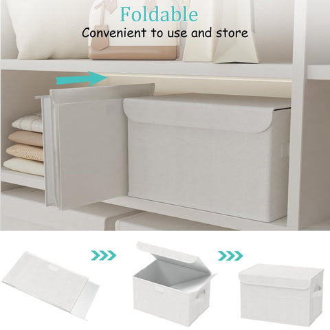 GUOHNHE Storage Boxes, Clothes Bins with Lids, 2 Pack, White, 38x25x25 cm