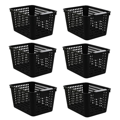 Yarebest 6-pack Black Basket, Plastic Storage Baskets, Cupboard Basket
