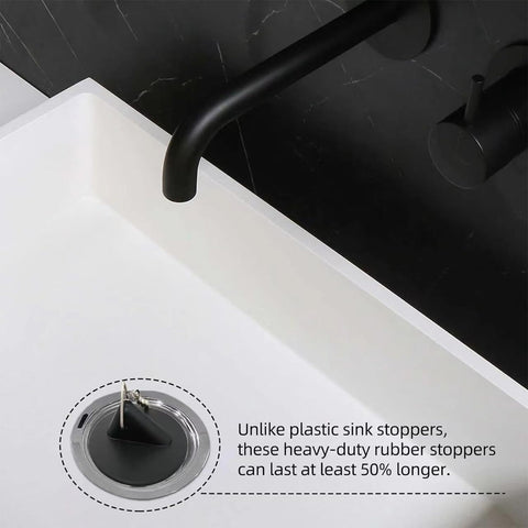 ZIOYANE 2Pcs Drain Plugs, Black Siliconewith Triangle Hook & Bead Chain Sink and Bath Plug for Washbasin Bathtub Bathroom Floor Drain