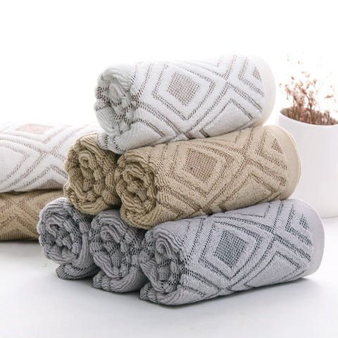 Pidada Hand Towels Set of 4 Diamond Pattern 100% Cotton Absorbent Soft Decorative Towel for Bathroom (Beige Brown)