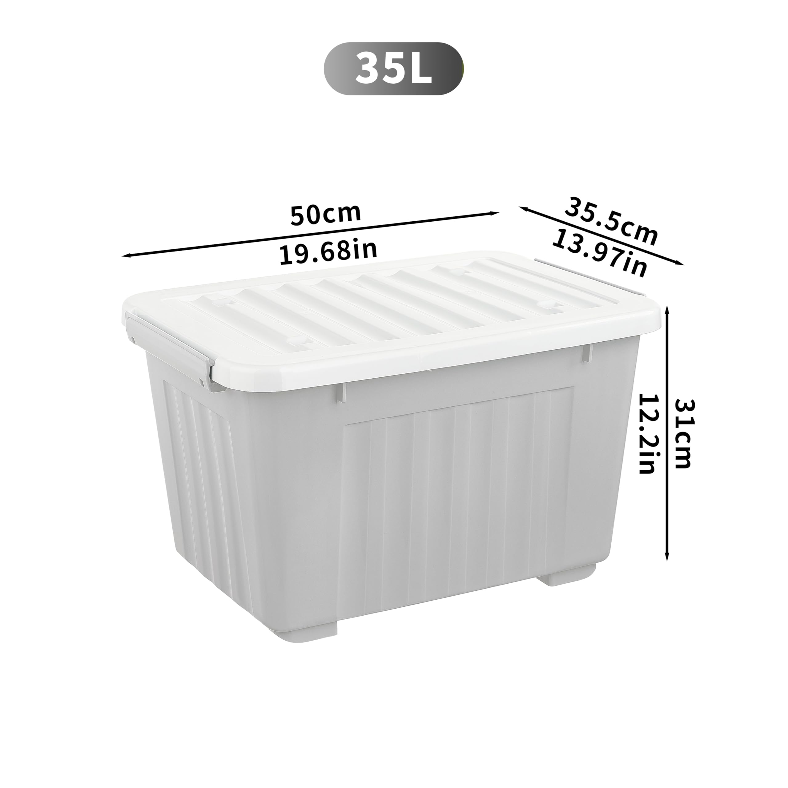 Cetomo 35L*3 Storage Boxes with Lids, Plastic Storage Box with Wheels and Secure Side Latches, Stackable & Nestable Organizer for Home, Office