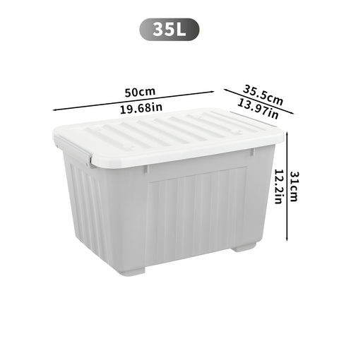 Cetomo 35L*3 Storage Boxes with Lids, Plastic Storage Box with Wheels and Secure Side Latches, Stackable & Nestable Organizer for Home, Office