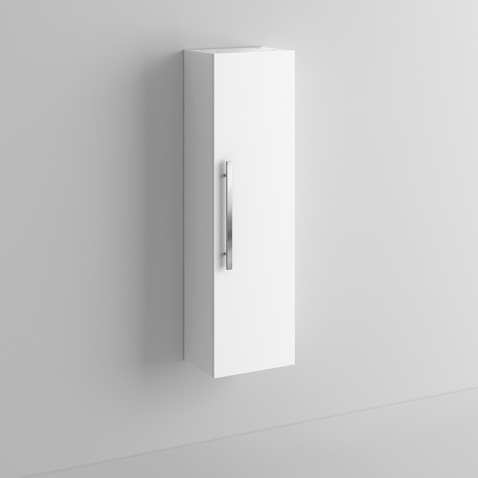 iBathUK Avon Wall Mounted Tall Bathroom Storage Cabinet, Slim MDF Cupboard Unit with Soft Close Door and Fixed Shelves