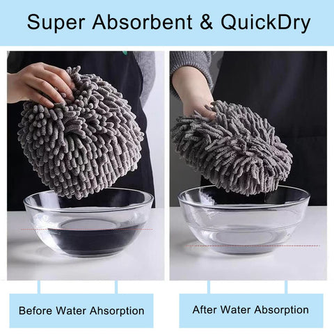 Cosysparks Microfibre Hand Towels, Soft & Plush Small Hand Towel Quick-Drying Super Absorbent Chenille Hand Towels with Hanging Loop for Kitchen and