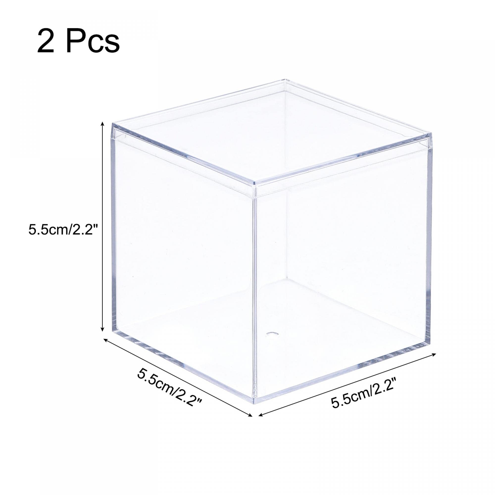 sourcing map Clear Acrylic Plastic Storage Box Square Cube Display Case with Lid, 5.1x5.1x5.1cm Container Box for Small Item, Pack of 2