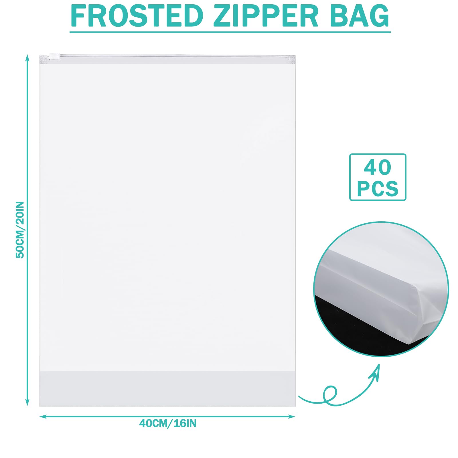 40 Pcs Clear Storage Bags, Reusable Travel Clothes Bags, 50 x 40 CM