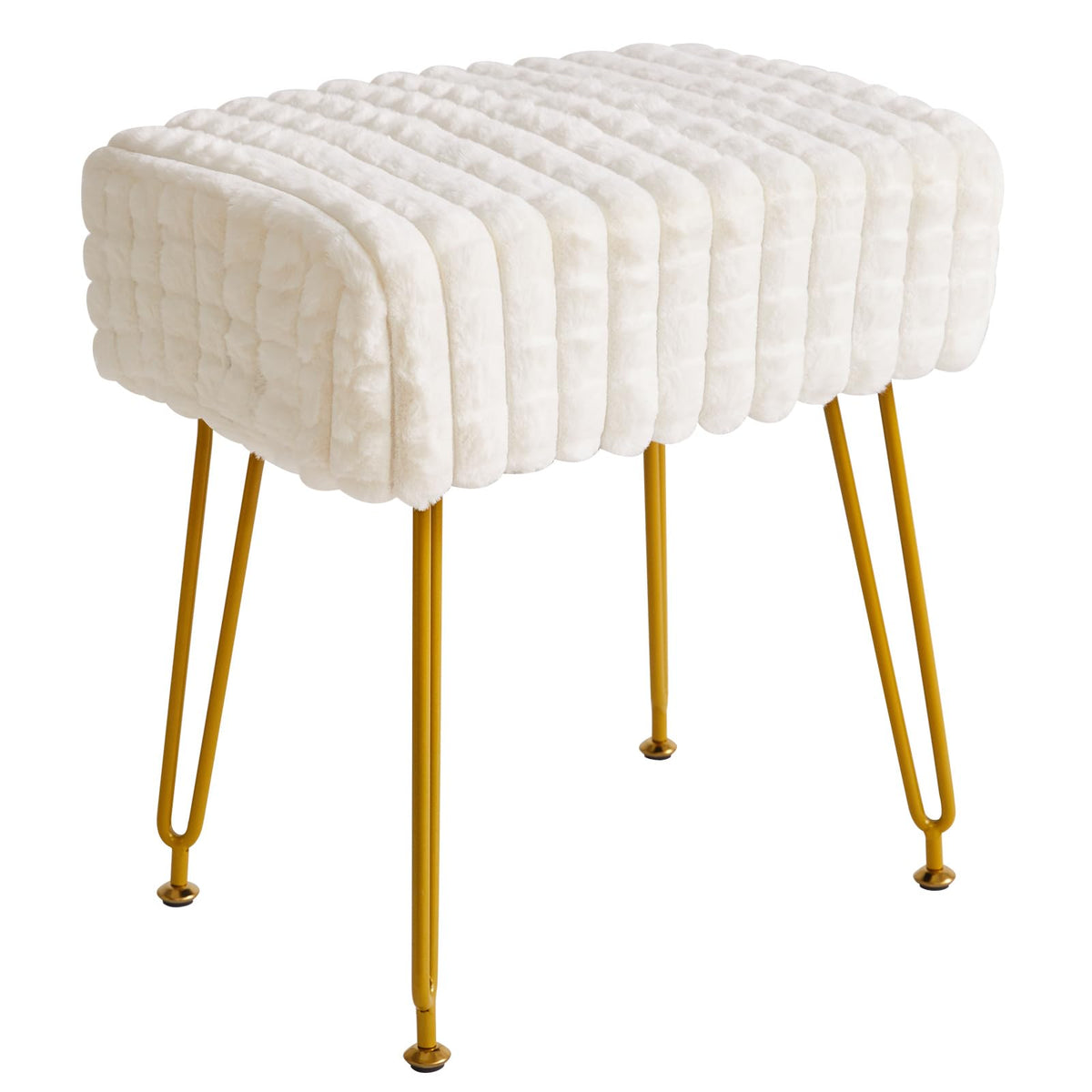 IBUYKE Makeup Vanity Chair, Rectangular Footrest Stool, White WBD003W