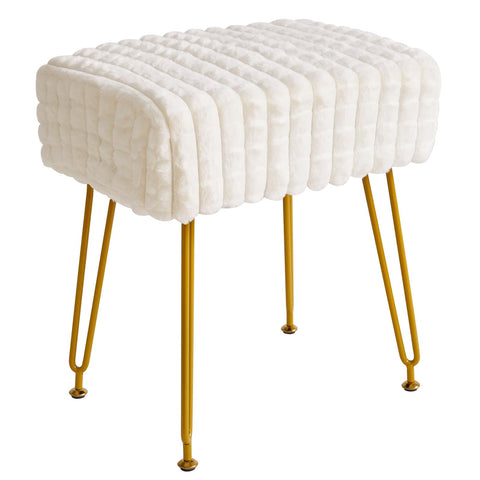 IBUYKE Makeup Vanity Chair, Rectangular Footrest Stool, White WBD003W