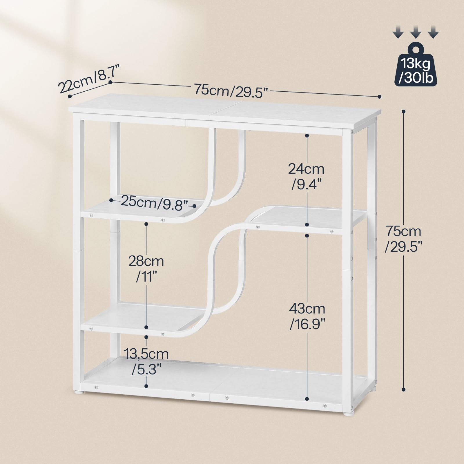 HOOBRO 4-Tier Slim Console Table for Hallway, Narrow Hallway Table with Storage Shelves, Behind Sofa Table for Small Space, living Rooms, Entryway