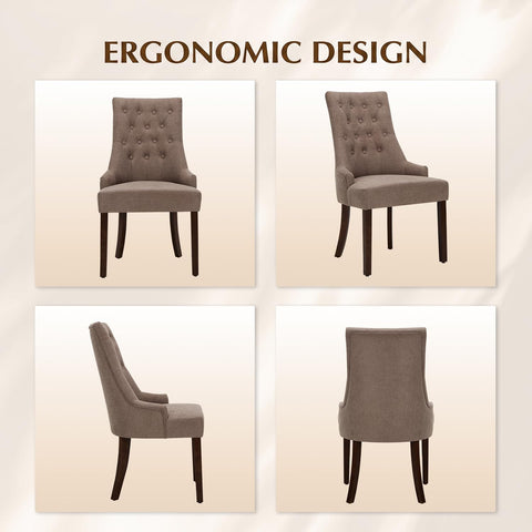 MALOL Upholstered Dining Chairs Set of 2, Wingback Dining Room Chairs with Tufted Button, High Back Kitchen Chairs with Solid Wood Legs
