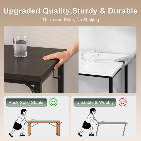 JUMMICO Computer Desk Table Workstation 120 x 50 x 75 cm for Office Living Room Bedroom Simple Assembly Industrial Design Black Desk Metal Frame,Black