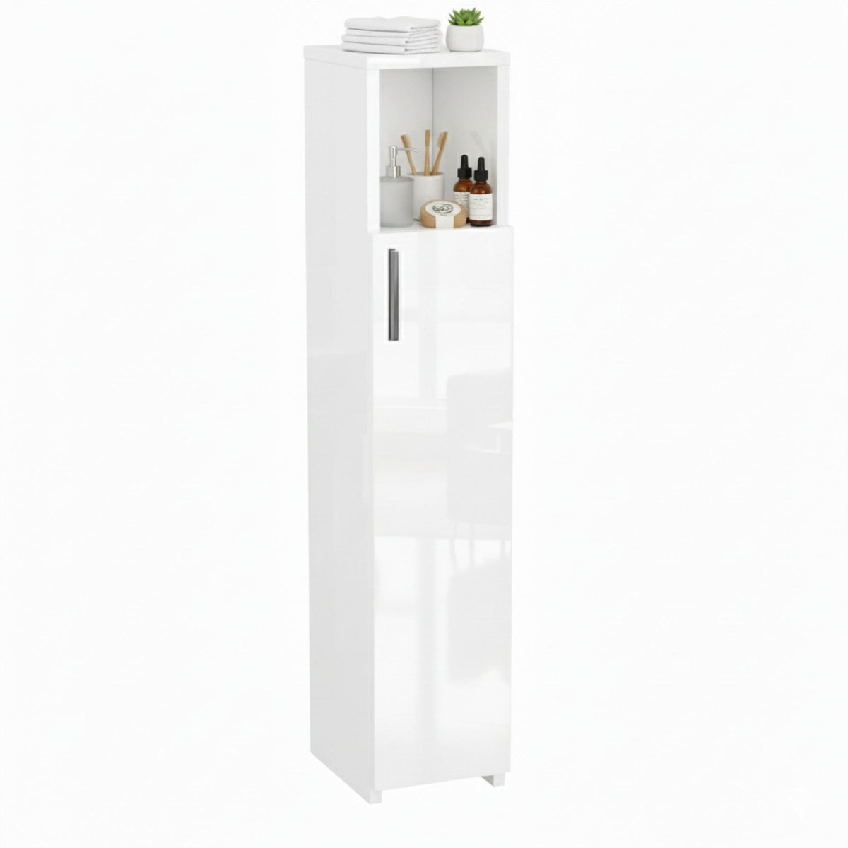 ComfortCove Slim Bathroom Cabinet, Tall Bathroom Cabinet, Gloss White