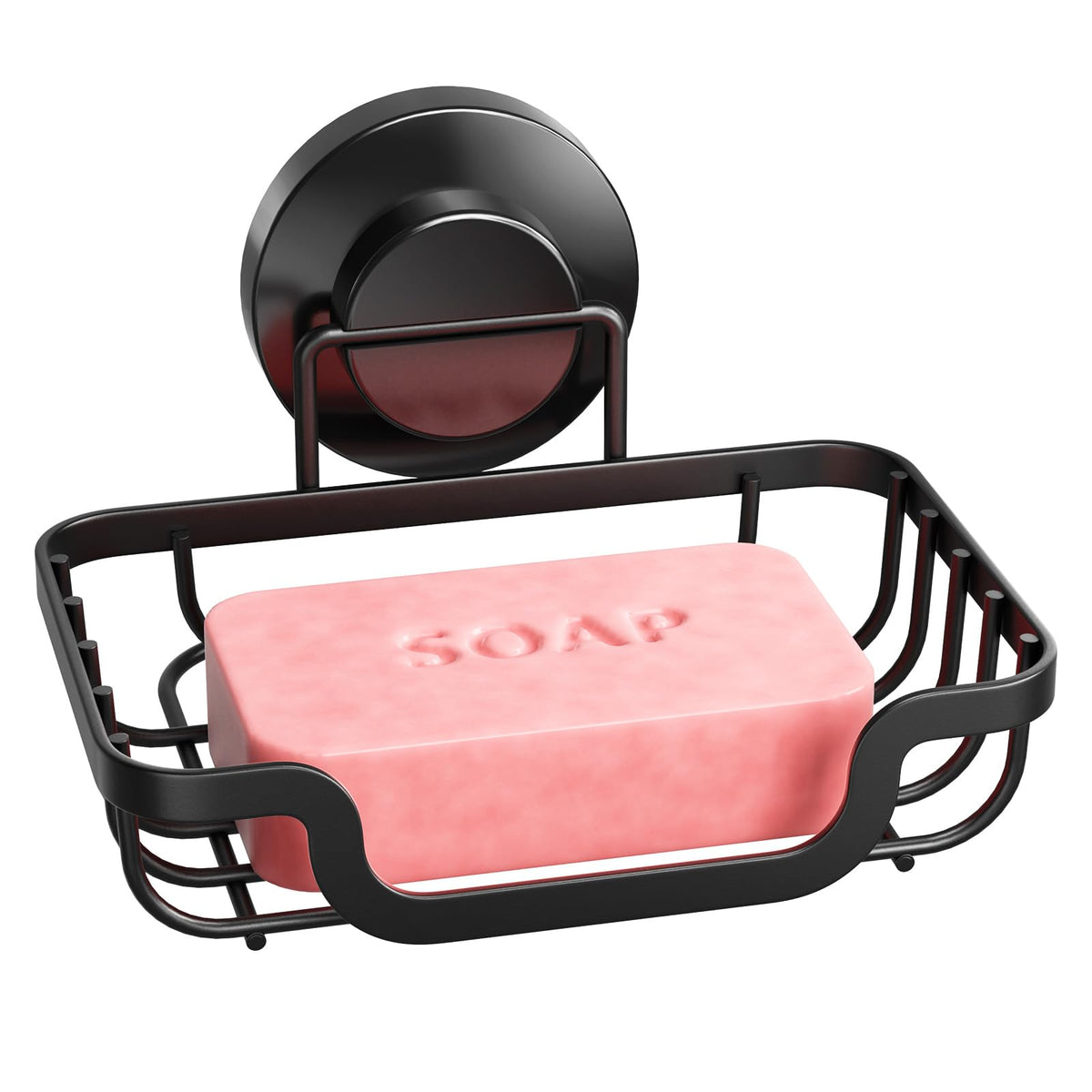 TAILI Suction Soap Dish for Shower,Drill-Free Sink Holder,Black