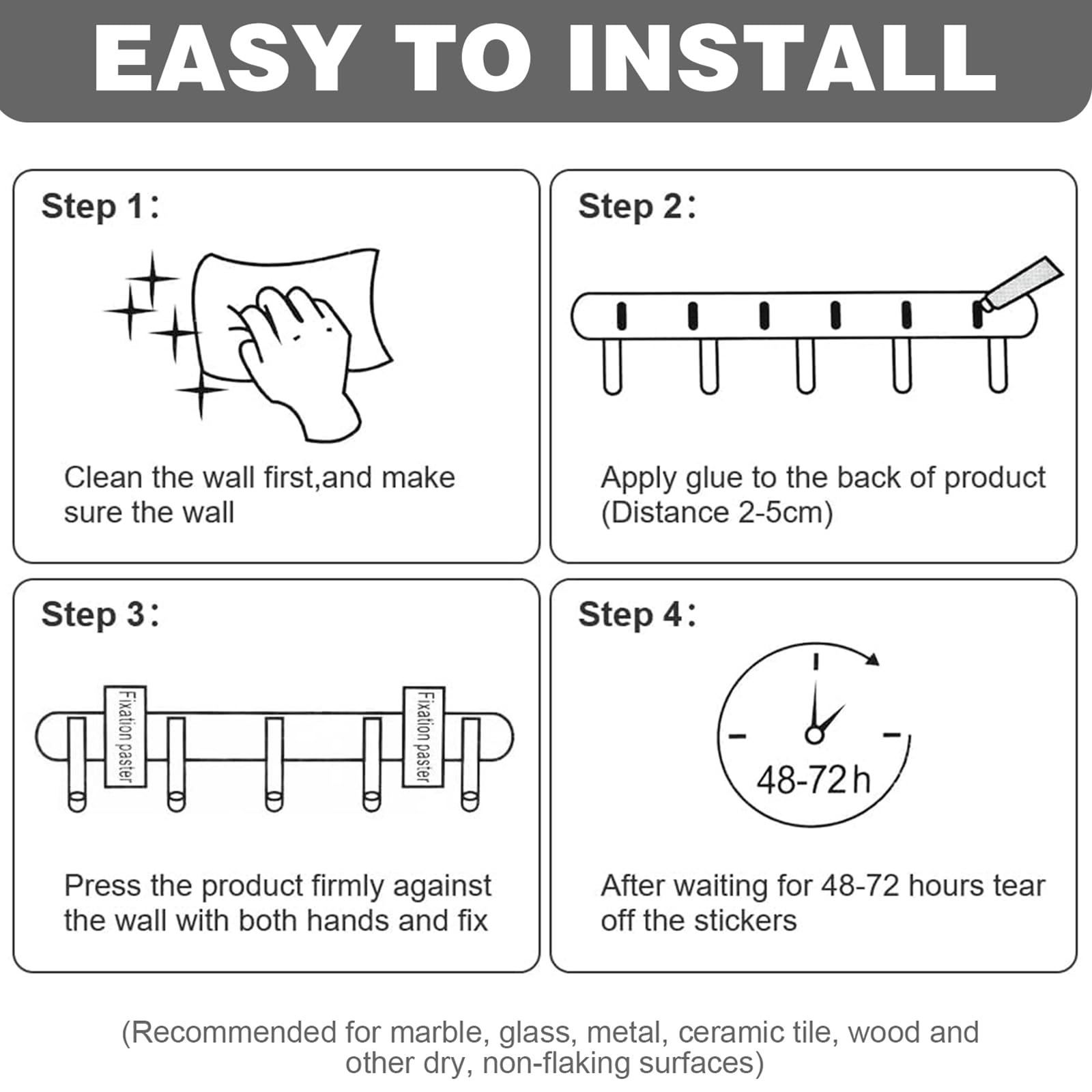 AONAT Coat Hooks Wall Mounted,Self-Adhesive Modern Wall Hooks,Modern W-All Coat Rack with 8 Hooks,Folding Metal W-All Hook for Hanging Towel Clothes