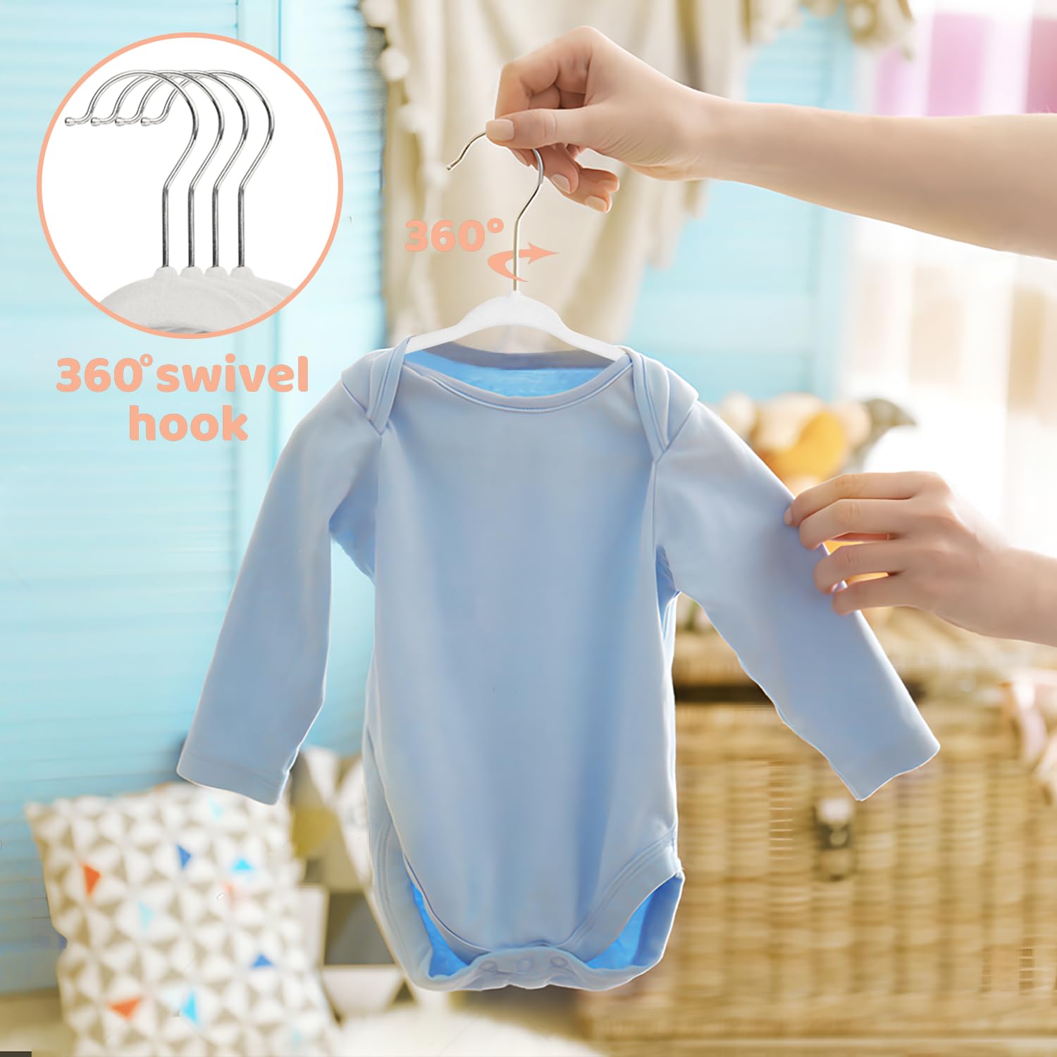 MangoKit Non-Slip Baby Velvet Hangers, Newborn Coat Hangers 15 Pack White