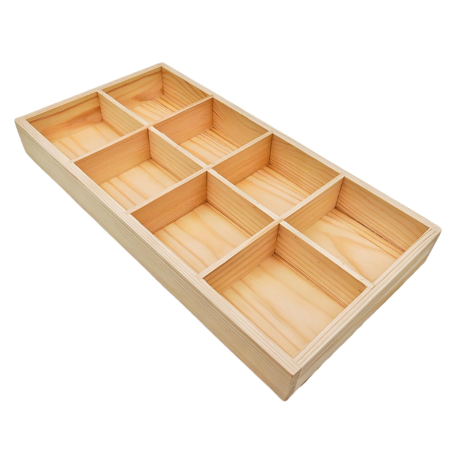 Anktily Unfinished Wooden Storage Divider Box, 8 Compartments Showcase Display Box, Socks Organizer, Underwear Storage Case