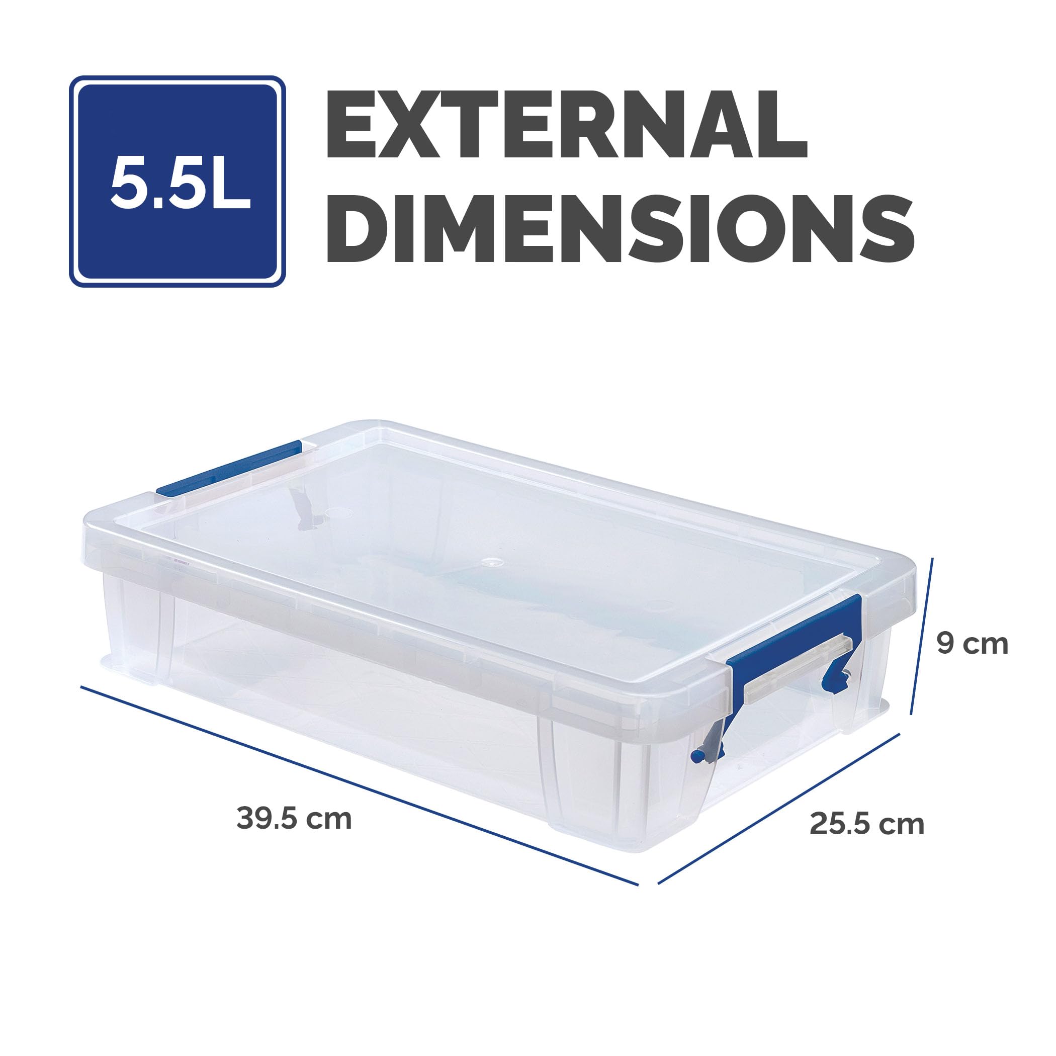Bankers Box Storage Box 5.5L (5 Pack) - BPA-Free, Stackable Plastic Organizer with Clip-Lock Lid, Impact-Resistant & Fully Recyclable for A4 Papers