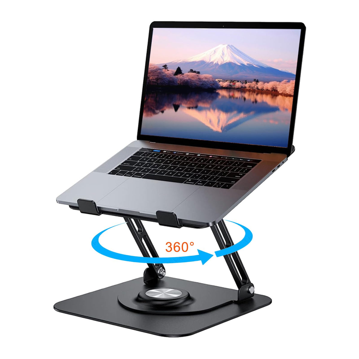 RooxiLoo Laptop Stand with 360° Rotating Base, Height-Adjustable, Ergonomic, Ventilated, Compatible with MacBook Pro/Air, All Laptops 10-17 Inches