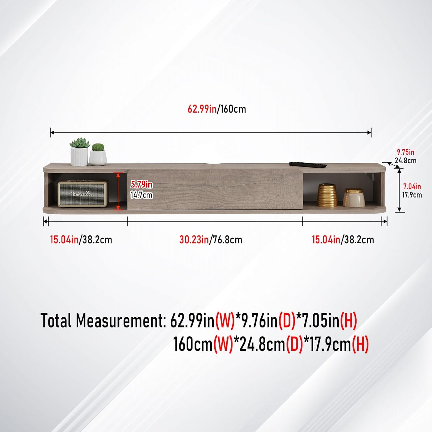 Pmnianhua Floating TV Shelf, Wall Mounted TV Cabinet, Floating Shelves with Door, Modern Entertainment Media Console Center Large Storage Under TV