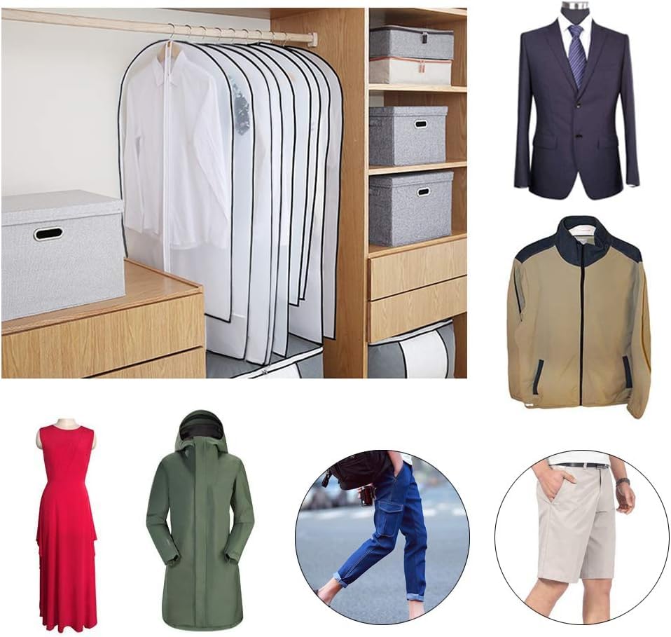 Moth Proof Clothes Covers, Waterproof Dustproof Garment Bags with Zip PEVA Translucent Garment Covers Bags for Clothes Storage 6pcs 60 * 120cm