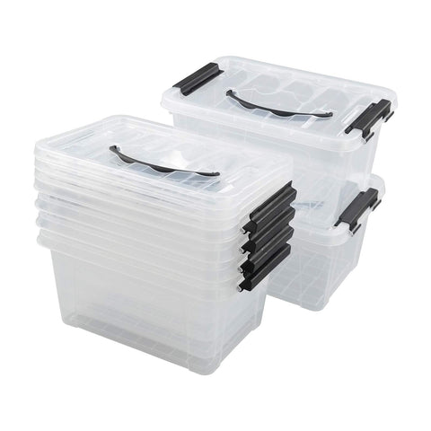 Farmoon 5L Plastic Lidded Storage Boxes, 6 Packs Clear Latching Container