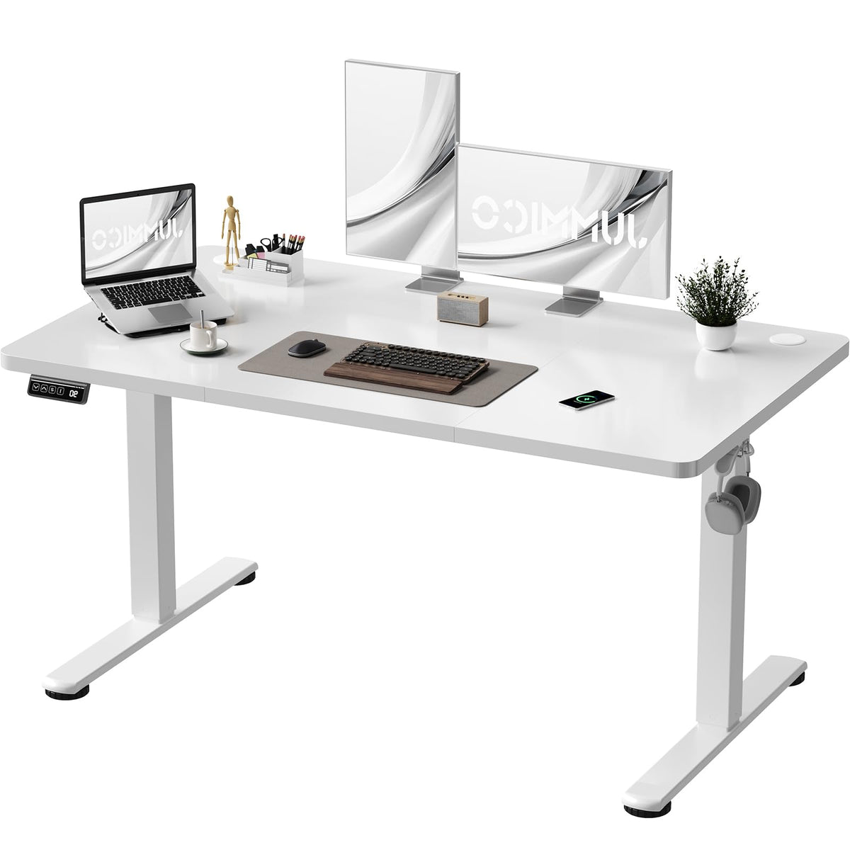 JUMMICO Electric Standing Desk 120 x 60 cm Home Office Height Adjustable Desk, Computer Lift Table with Smart Panel