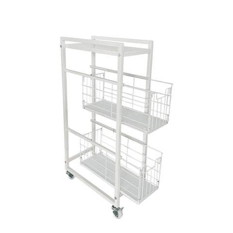 5-Tier Pull-Out Storage Organizer Rolling Utility Cart - Universal Metal Craft Shelf Trolley for Home Kitchen Bathroom Bedroom Office Classroom