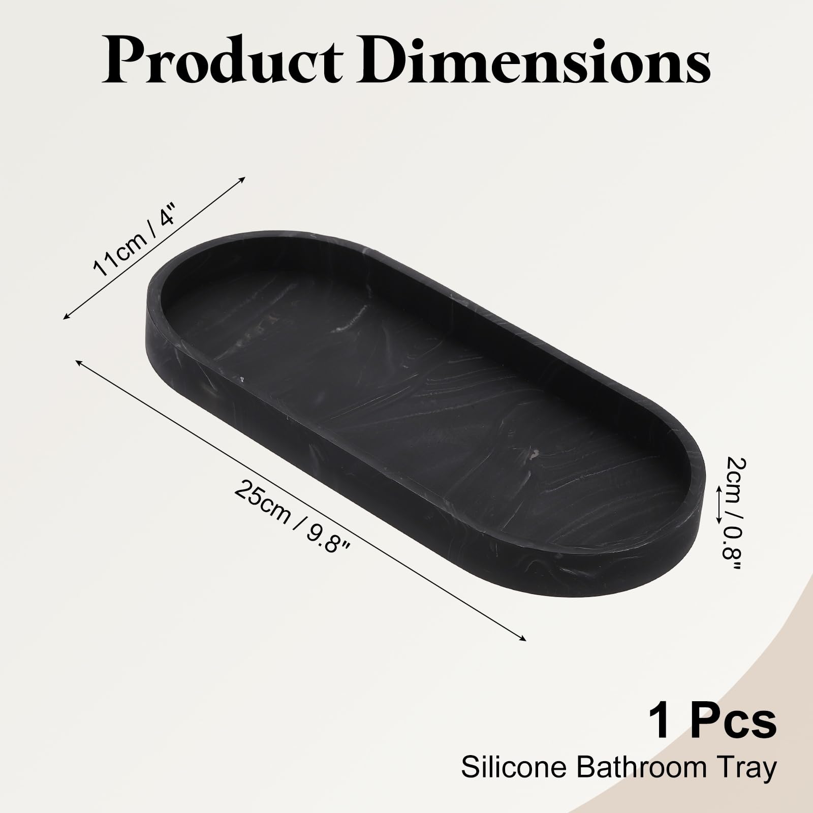 sourcing map Bathroom Vanity Tray, 9.8" x 4" Oval Silicone Soap Dispenser Trays, Shatterproof Kitchen Sink Organizer for Soaps Keys Candle Trinket